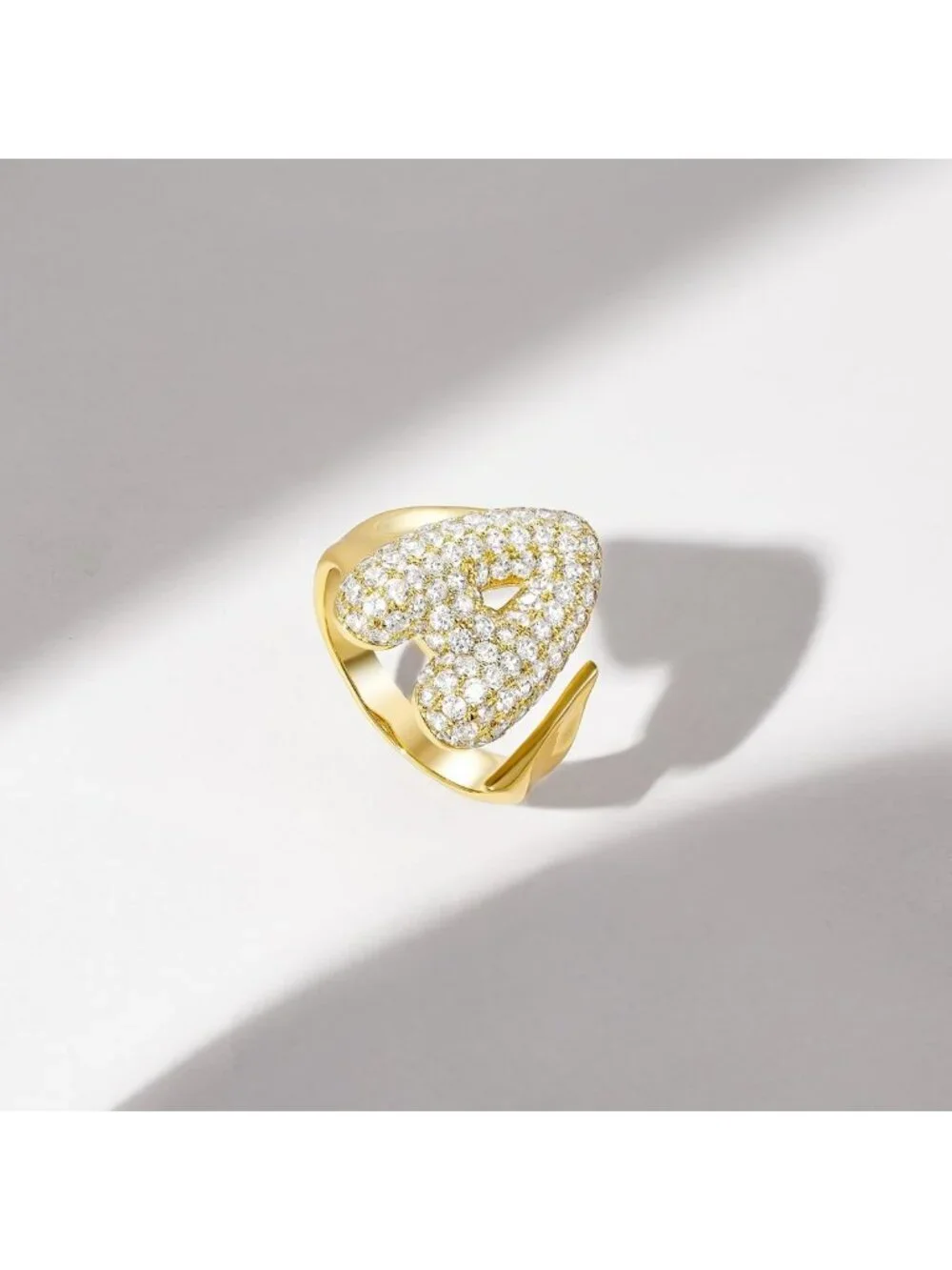 Chunky 14K Gold Plated Bubble Initial Ring for Women - Stylish Personalized